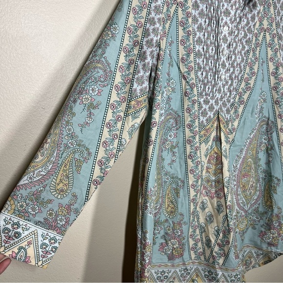 Soft Surroundings Paisley Floral Cotton Voile Tabitha Tunic Top Size Medium Boho - Picture 5 of 10